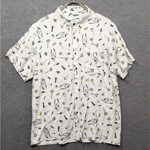 Sazerac House Shirt Mens 2XL All Over Print Cocktail New Orleans Button Tourist